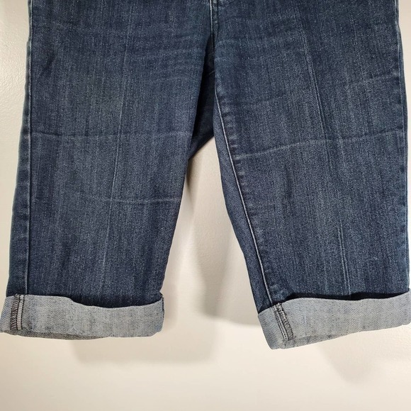 DKNY Jeans Rolled Cuff Bermuda Denim Shorts Dark Wash Blue Size 6 - Picture 3 of 10